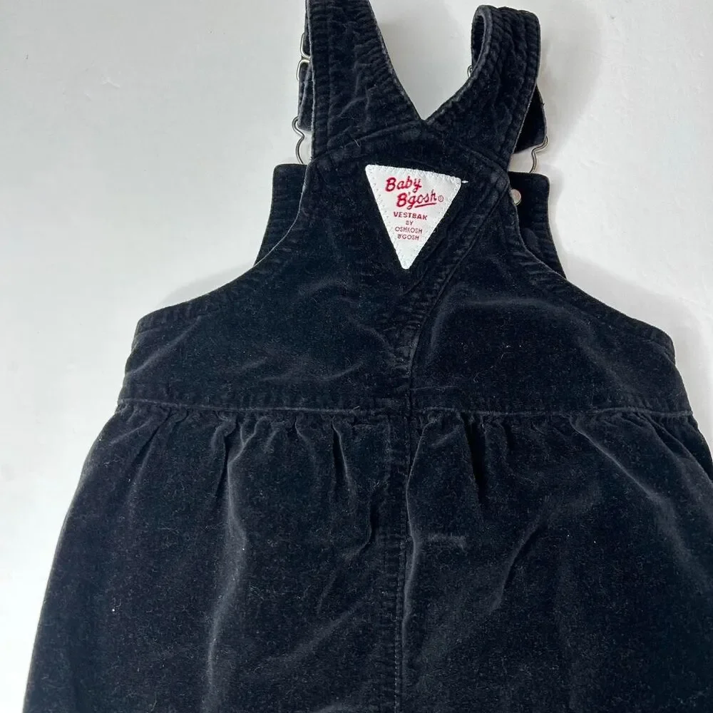 Vintage 90s 1990s Oshkosh baby B’gosh Black velvet baby bash overalls